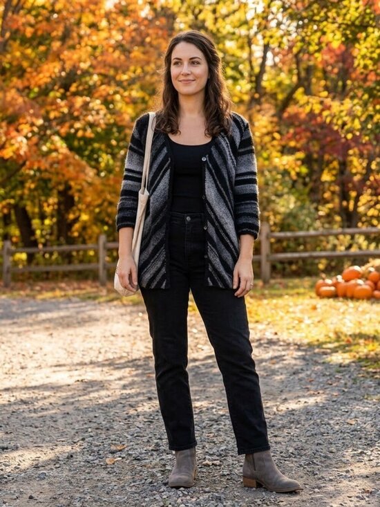Nurture by Lamaze Sweaters - Nurture Striped Button Down Cotton Wool Blend Sweater Cardigan